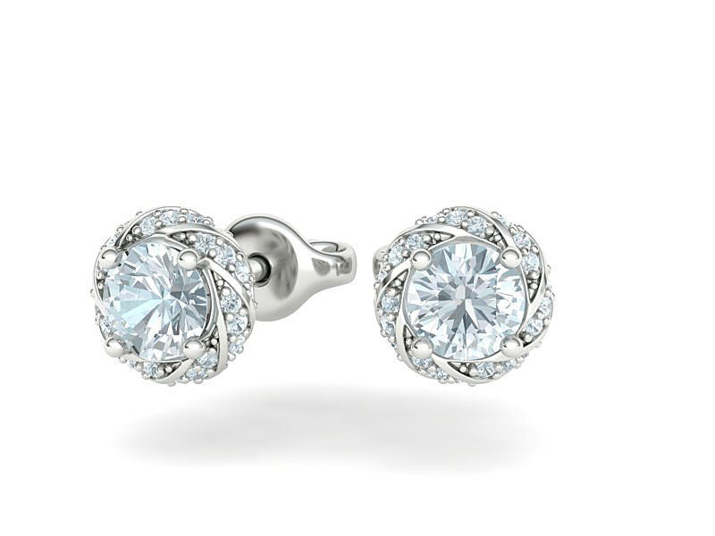 Stud Earrings Twisted design diamond  Amanda Earrings  3D print model_10