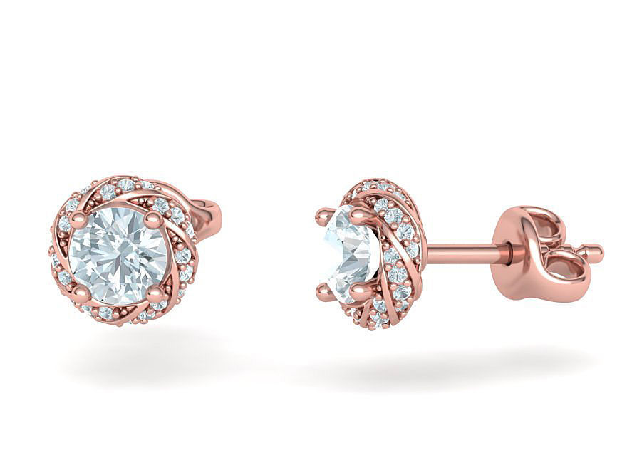 Stud Earrings Twisted design diamond  Amanda Earrings  3D print model_3