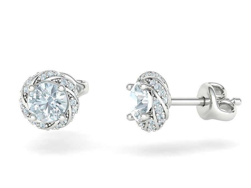 Stud Earrings Twisted design diamond  Amanda Earrings  3D print model_4