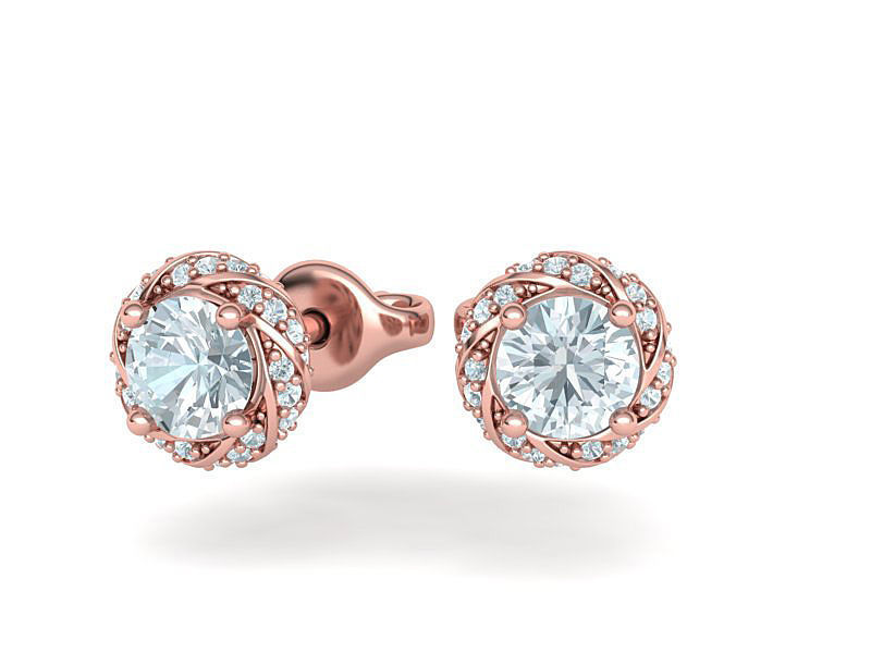 Stud Earrings Twisted design diamond  Amanda Earrings  3D print model_9