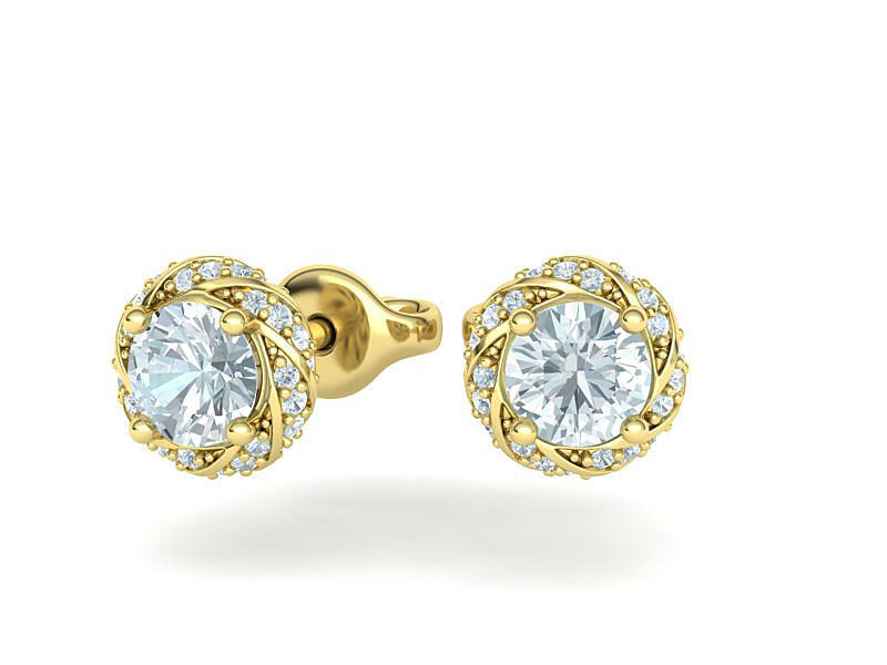 Stud Earrings Twisted design diamond  Amanda Earrings  3D print model_11