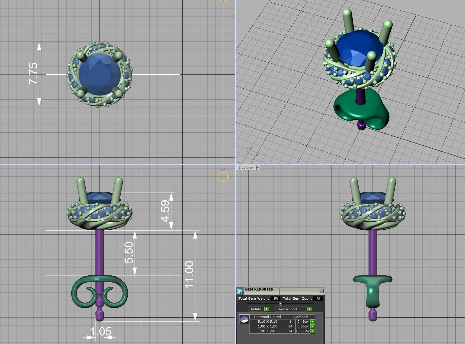 Stud Earrings Twisted design diamond  Amanda Earrings  3D print model_12