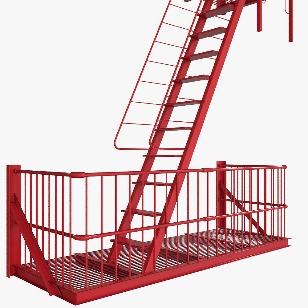 Street fire escape 3D model_2