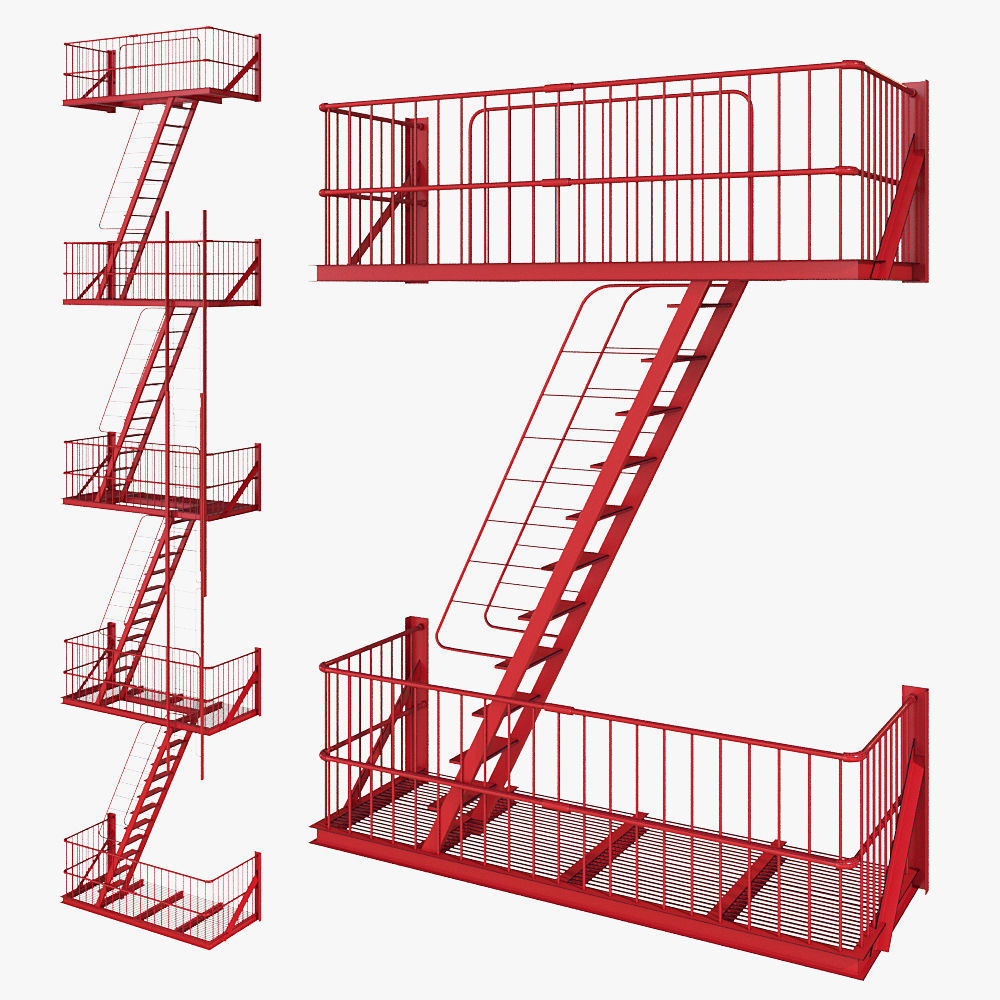 Street fire escape 3D model_5