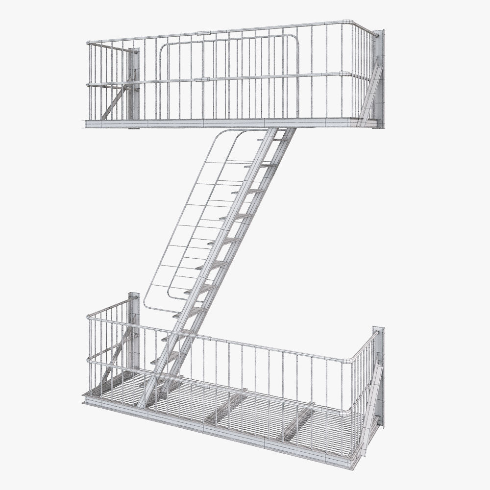 Street fire escape 3D model_4