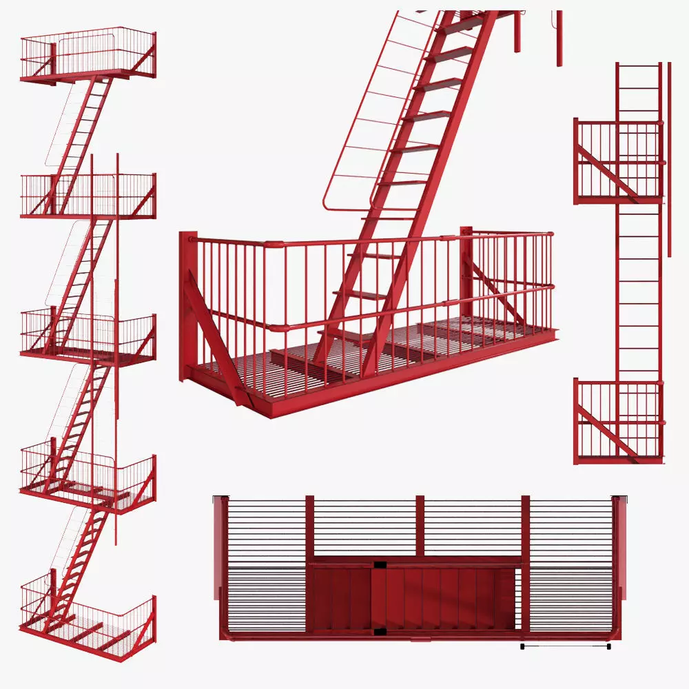 Street fire escape 3D model_0
