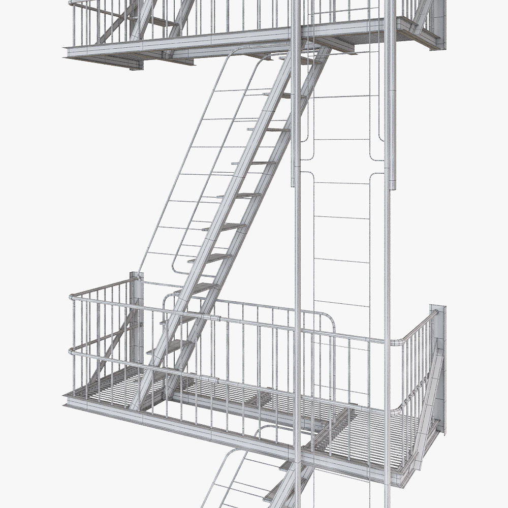 Street fire escape 3D model_3