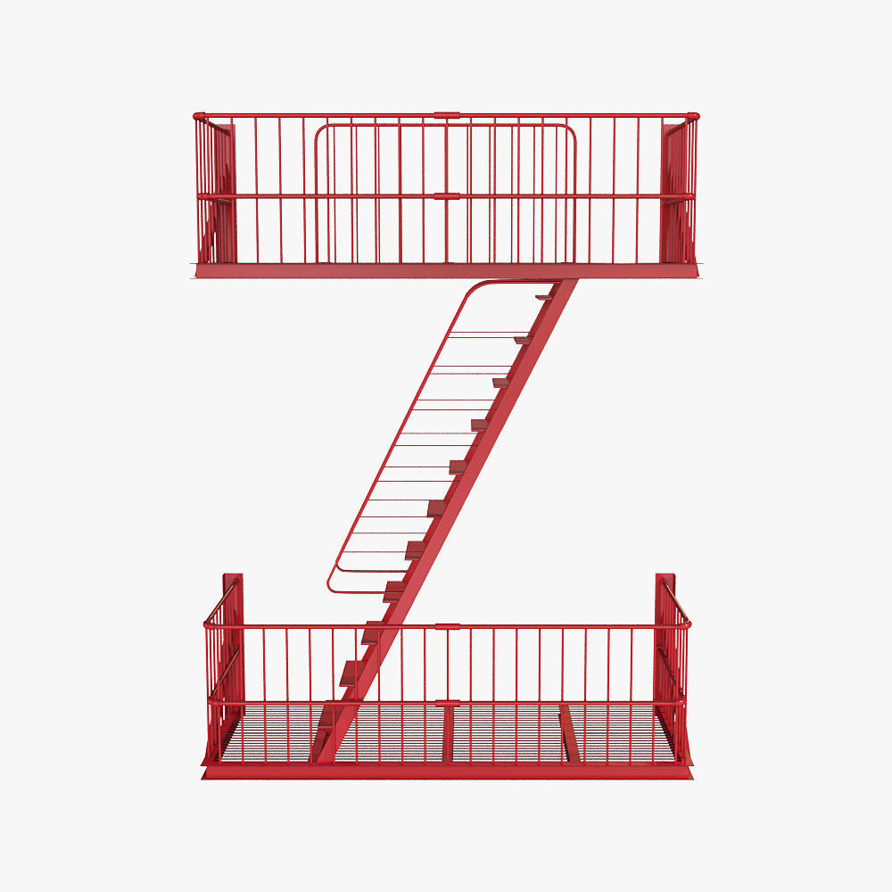 Street fire escape 3D model_7