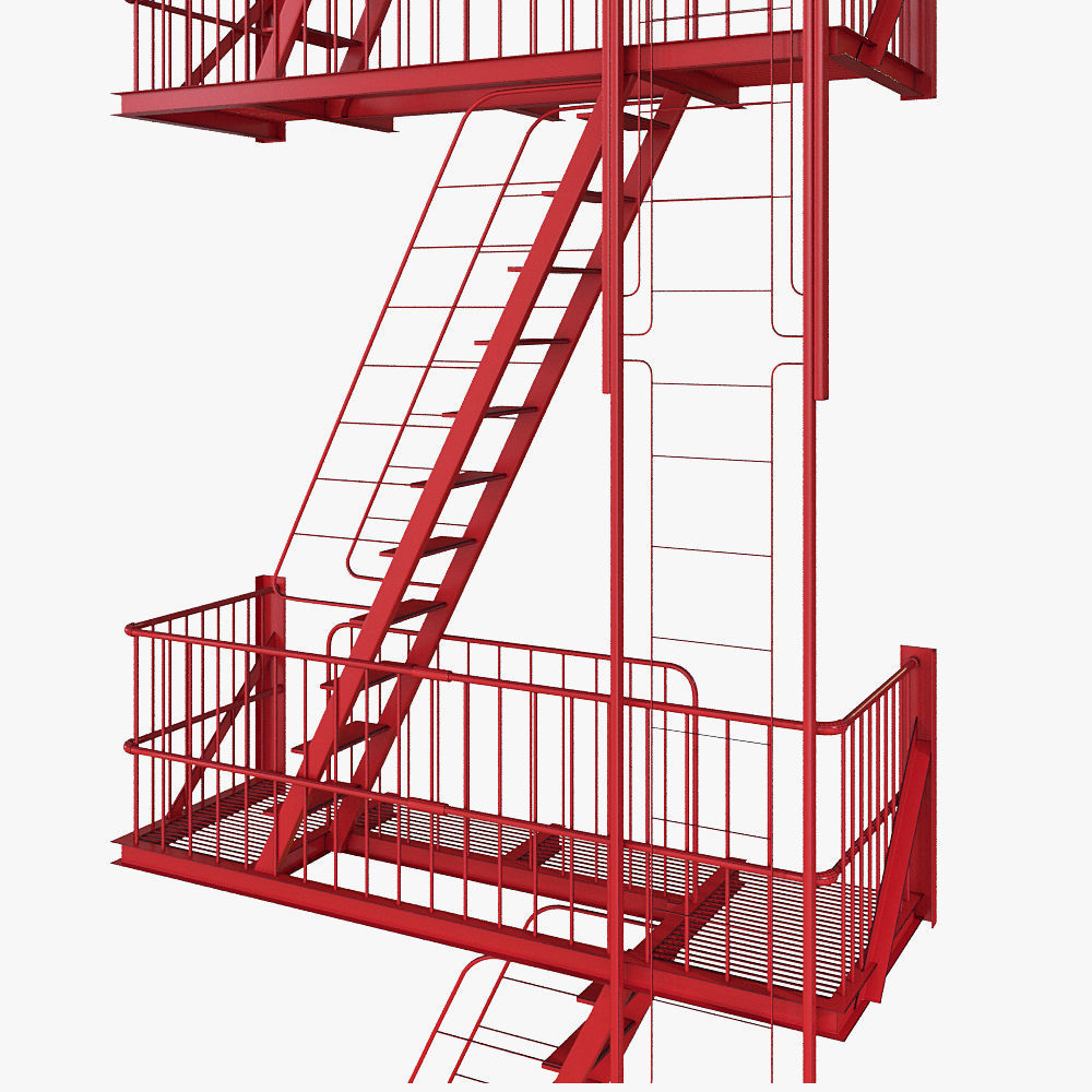 Street fire escape 3D model_1
