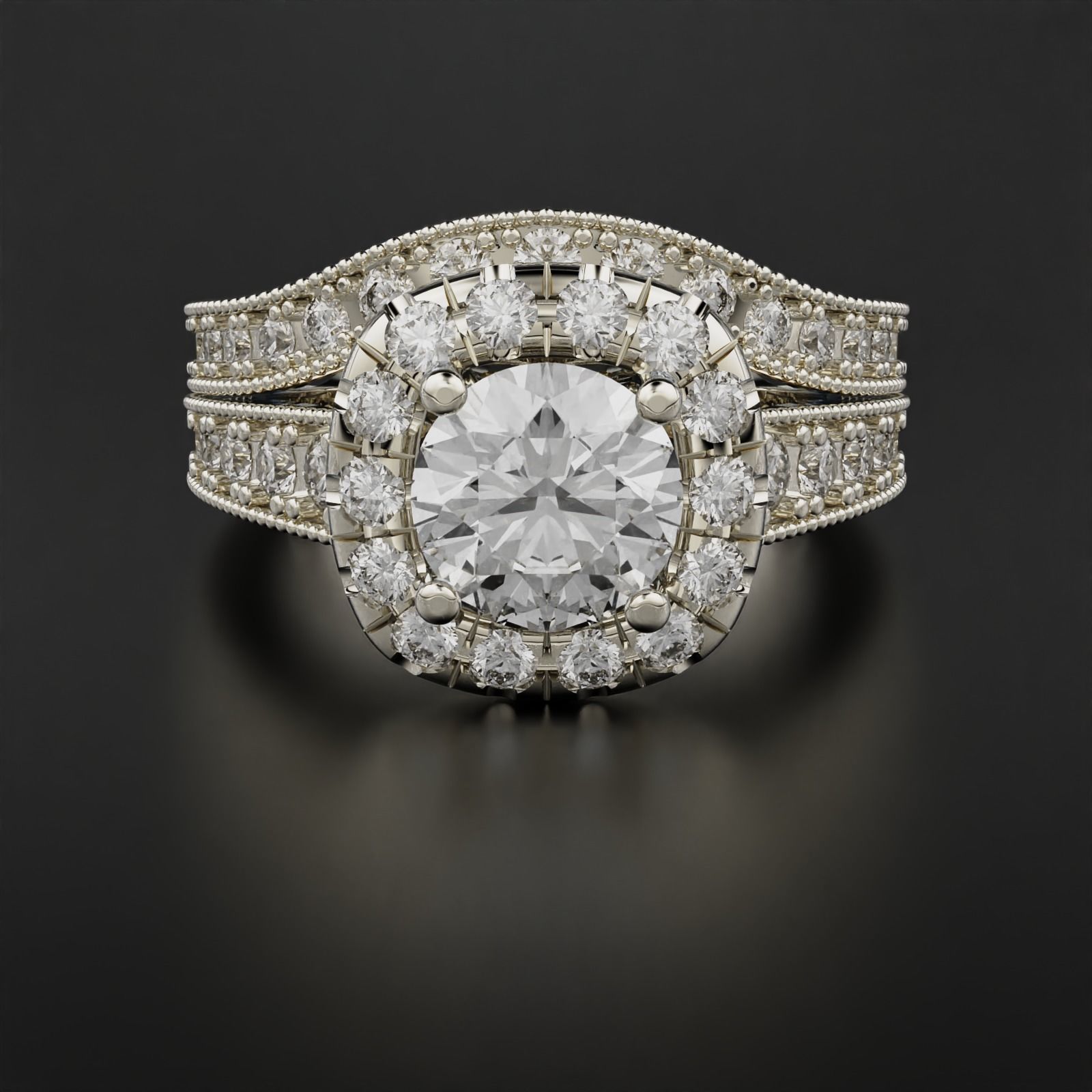 Mens  Ring with matching Band 3D print model_1