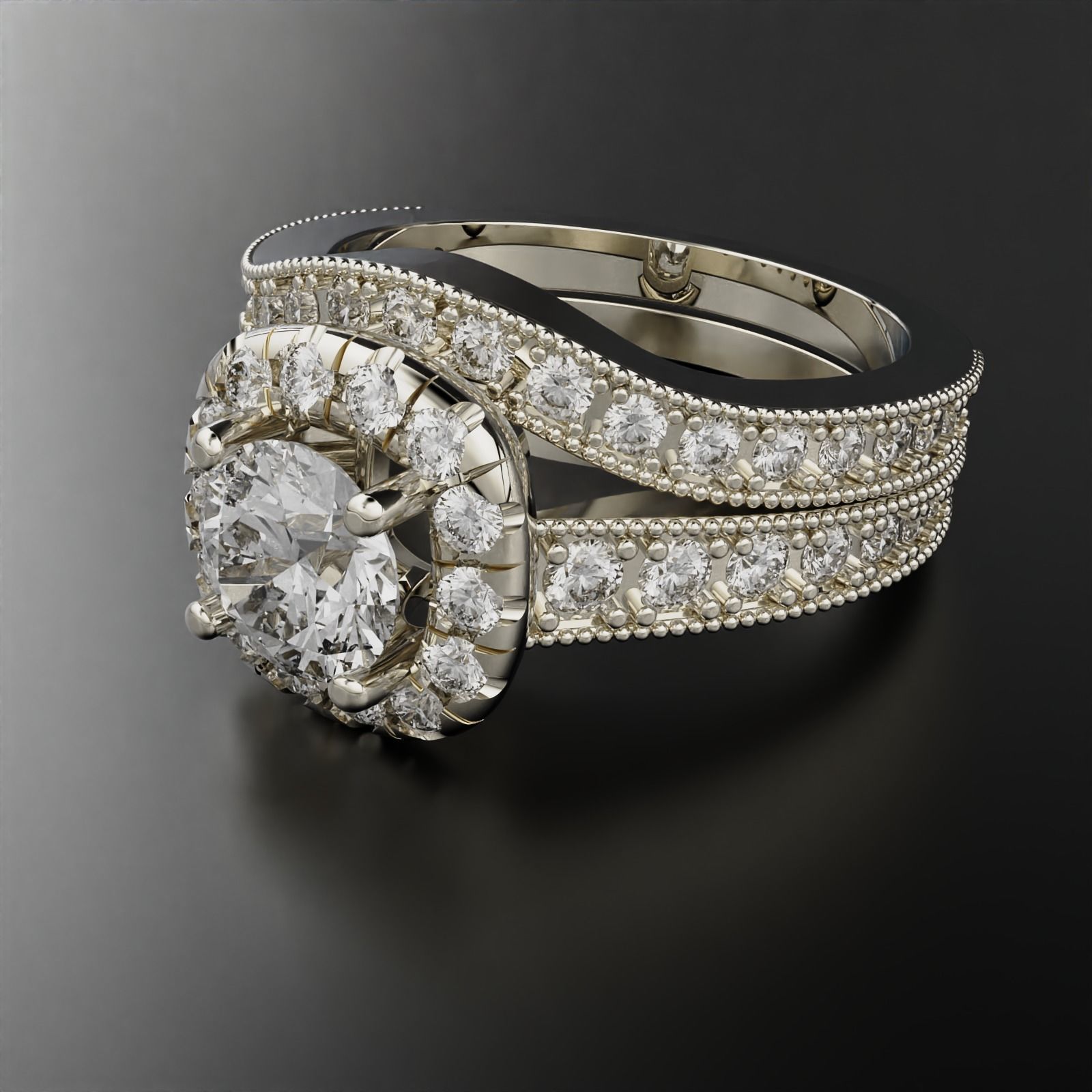 Mens  Ring with matching Band 3D print model_5