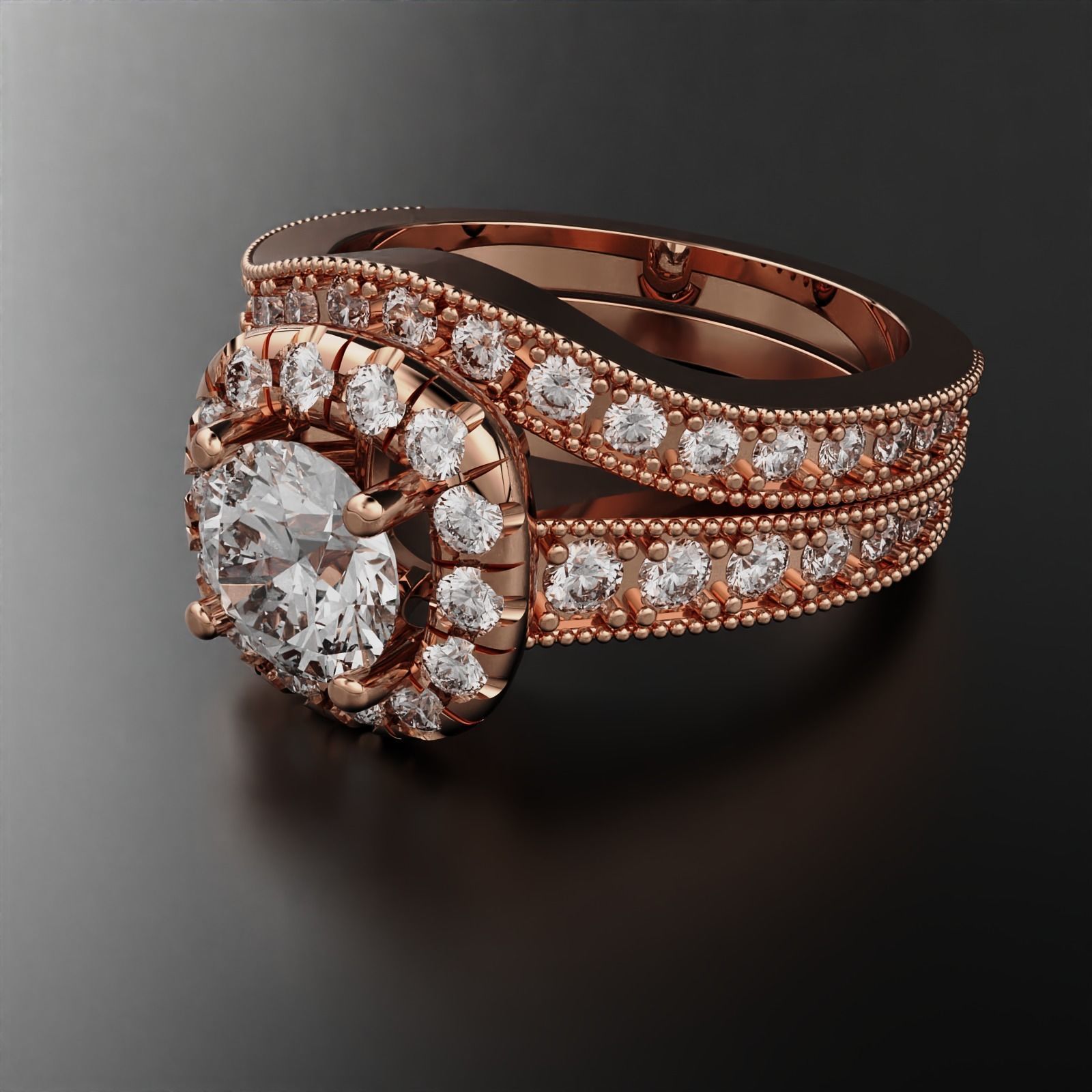 Mens  Ring with matching Band 3D print model_3