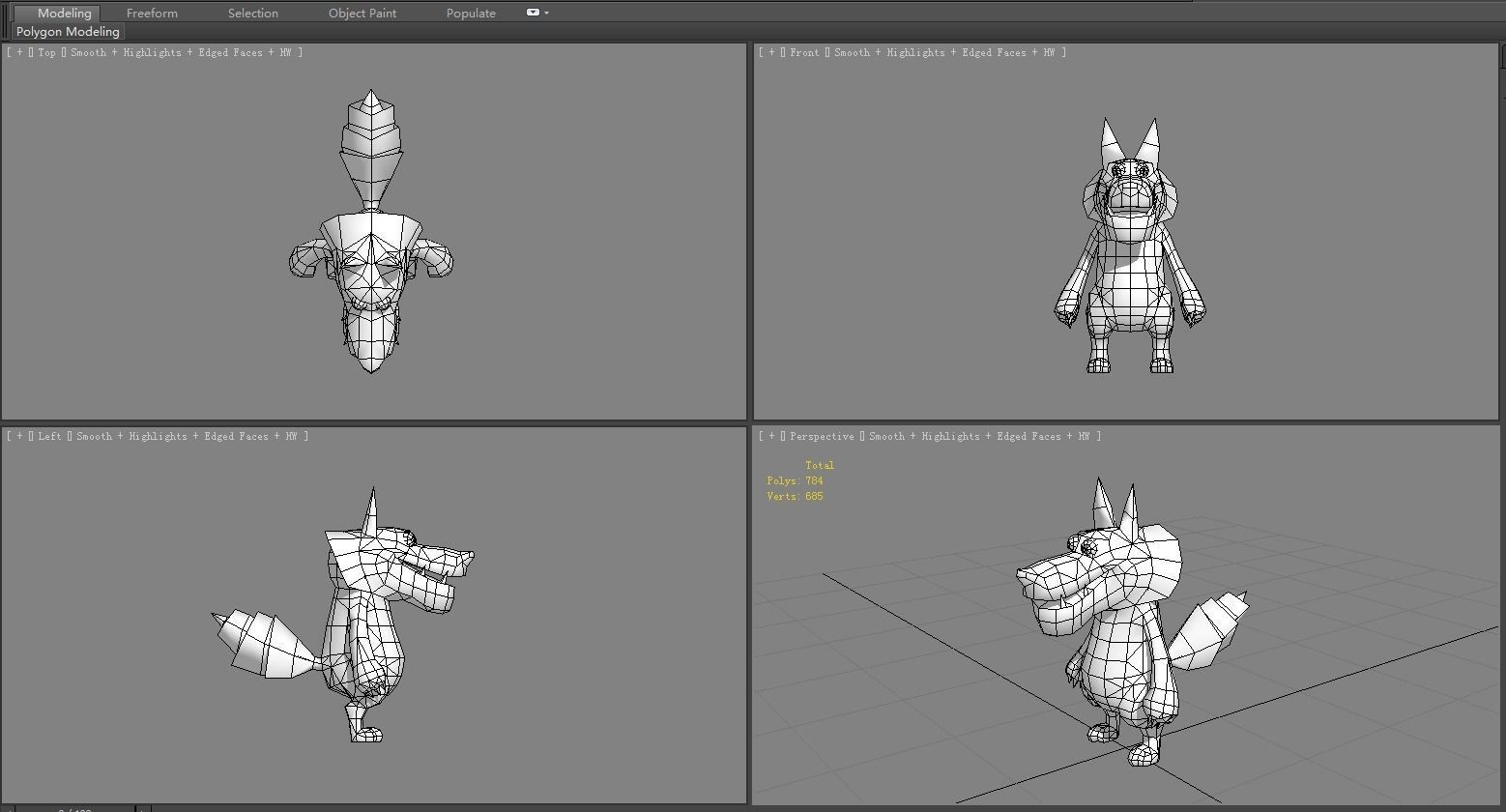 Cartoon big bad wolf Low-poly 3D model_7