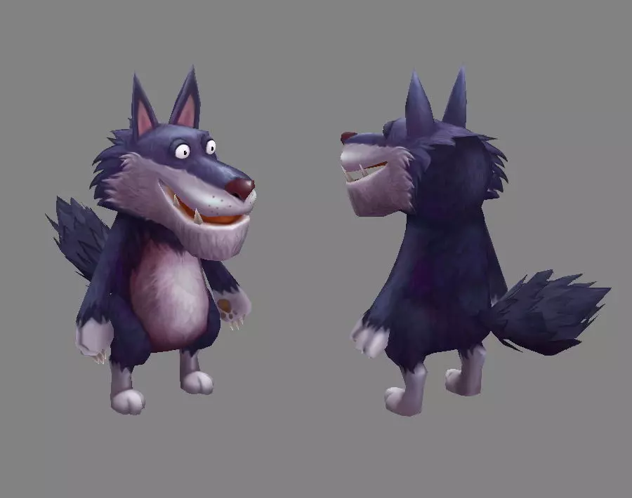 Cartoon big bad wolf Low-poly 3D model_0
