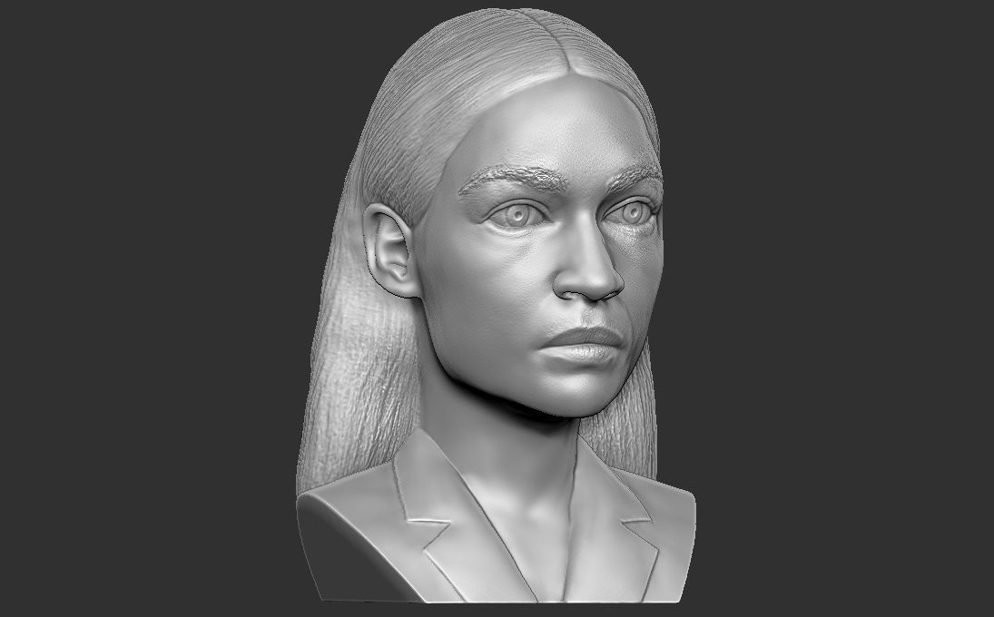 Alexandria Ocasio-Cortez bust 3D printing ready stl obj formats 3D print model_16