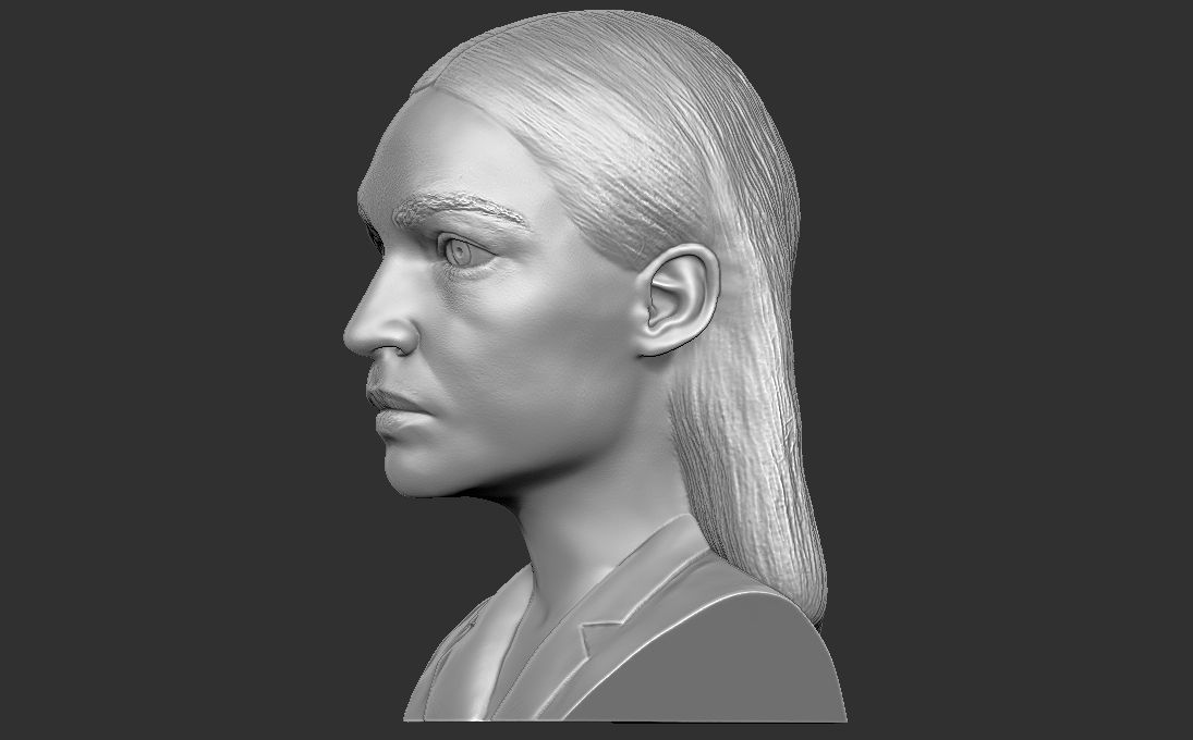 Alexandria Ocasio-Cortez bust 3D printing ready stl obj formats 3D print model_9