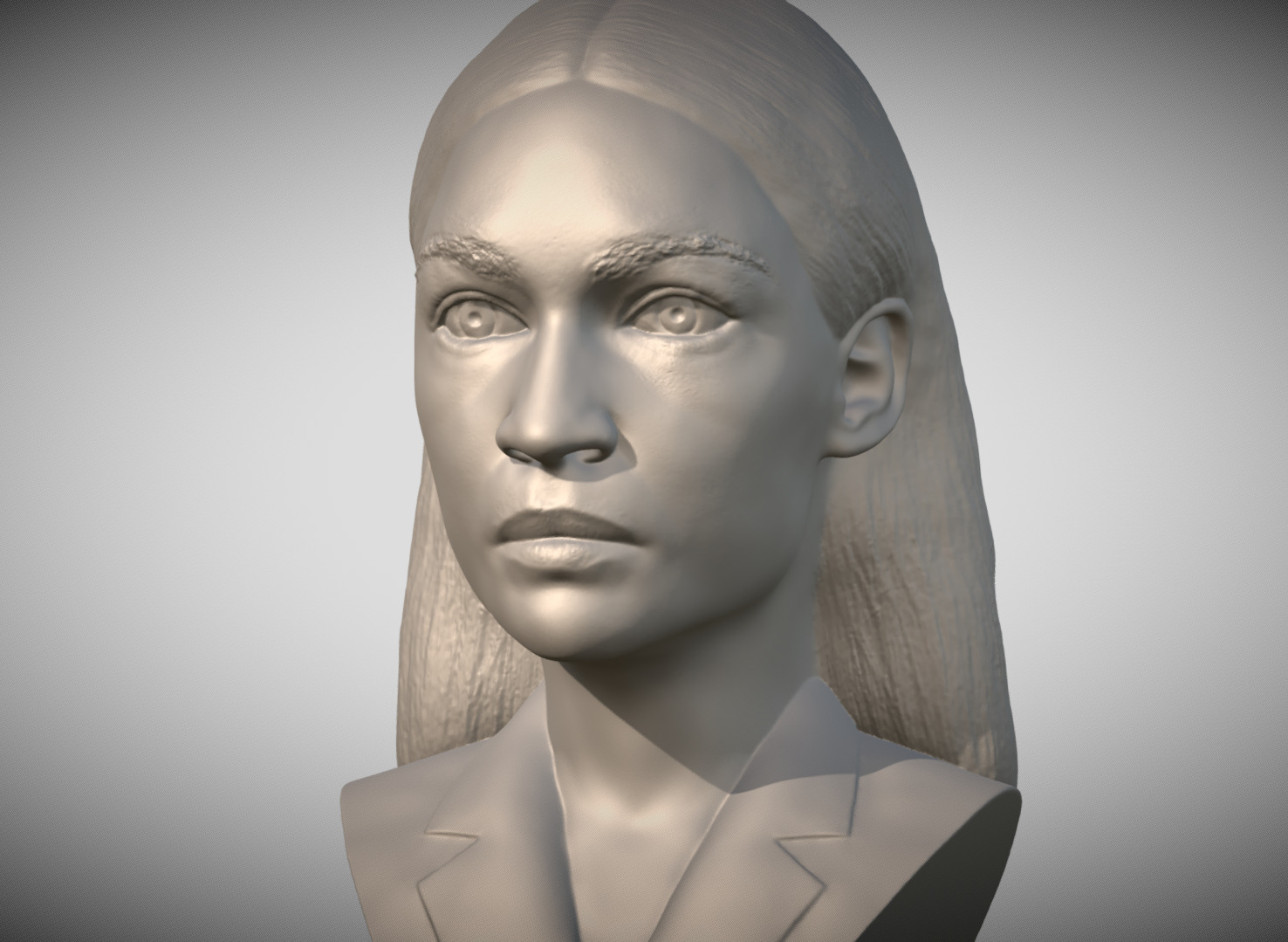 Alexandria Ocasio-Cortez bust 3D printing ready stl obj formats 3D print model_1