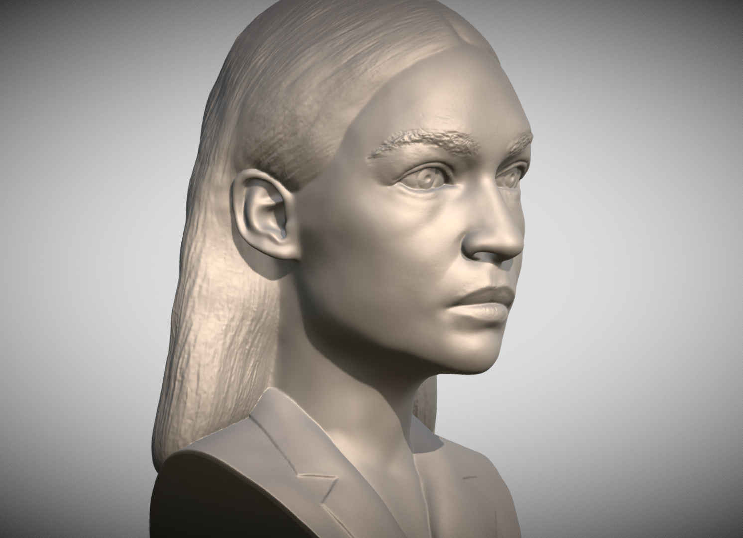 Alexandria Ocasio-Cortez bust 3D printing ready stl obj formats 3D print model_3