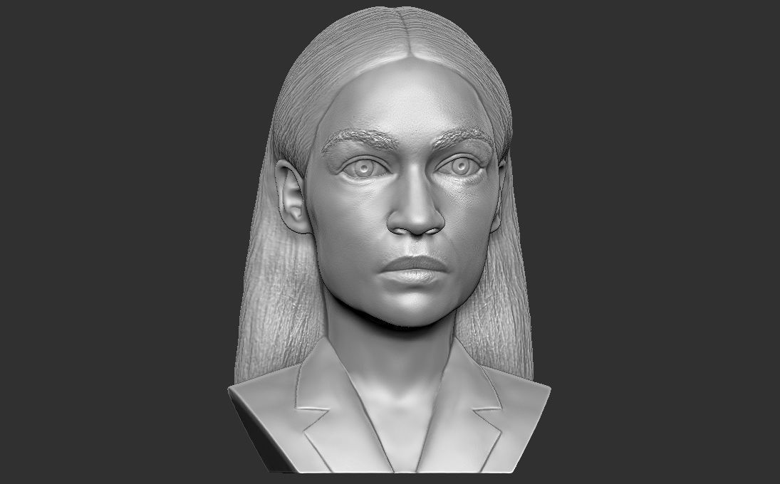 Alexandria Ocasio-Cortez bust 3D printing ready stl obj formats 3D print model_17