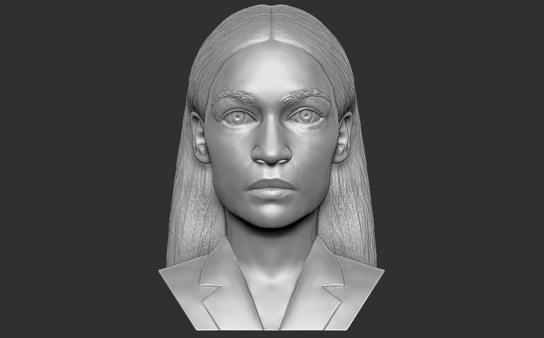 Alexandria Ocasio-Cortez bust 3D printing ready stl obj formats 3D print model_5