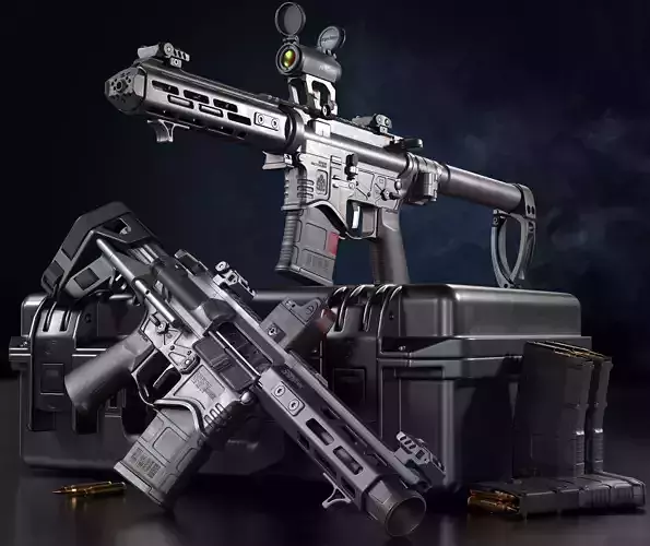 Springfield Armory Saint edge PDW Saint edge EVAC ar15 pistols Low-poly 3D model Springfield Armory Saint edge PDW Saint edge EVAC ar15 pistols Low-poly 3D model