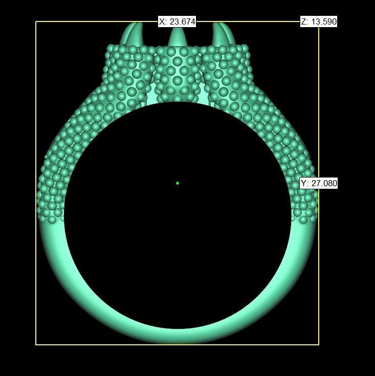 Claws emerald gem cut ring 3D print model_4