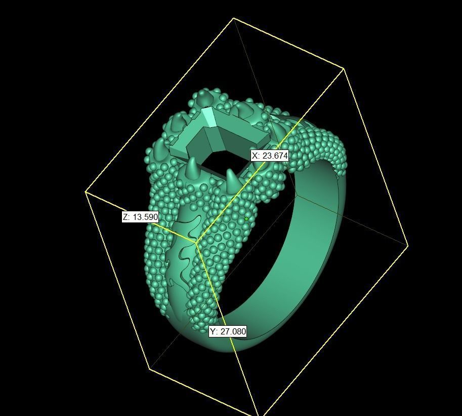 Claws emerald gem cut ring 3D print model_7