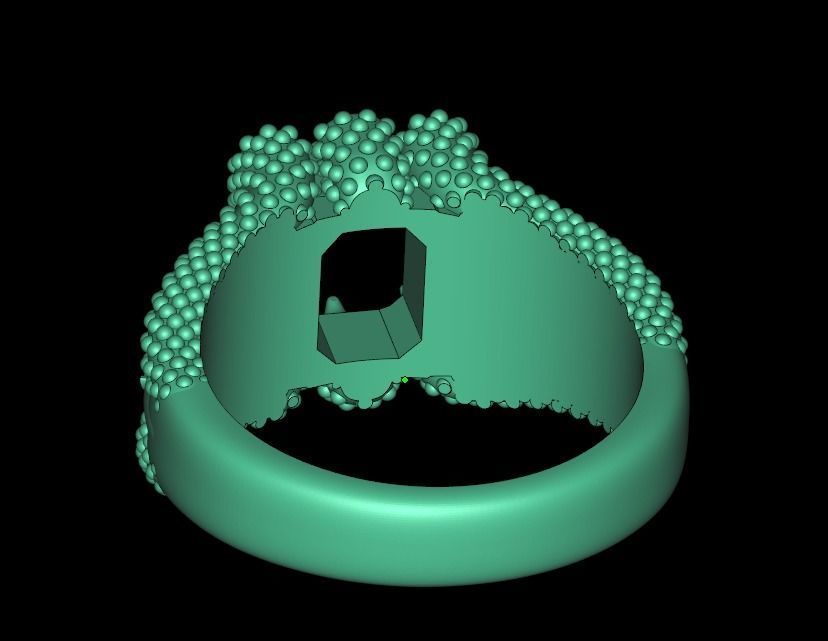 Claws emerald gem cut ring 3D print model_3