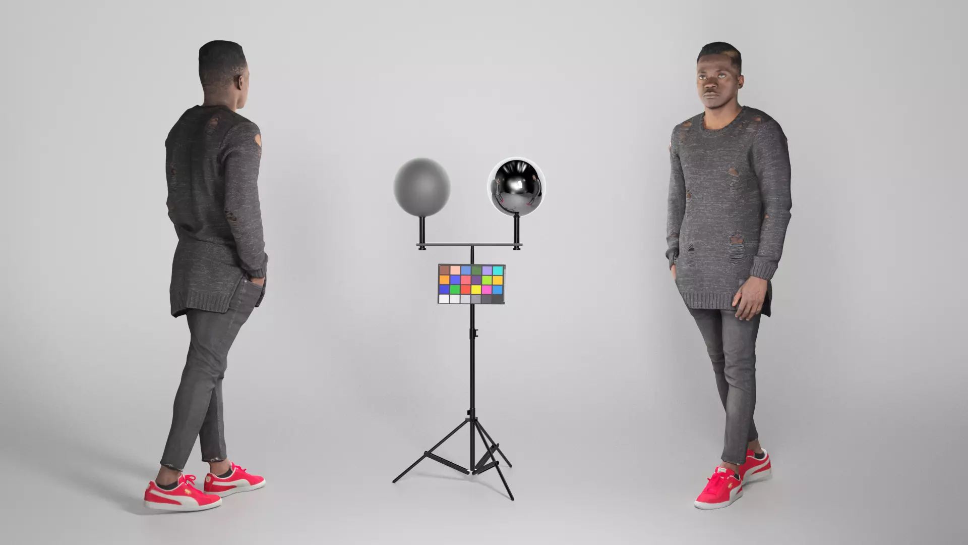 Young african man in black walking 253 Low-poly 3D model_0