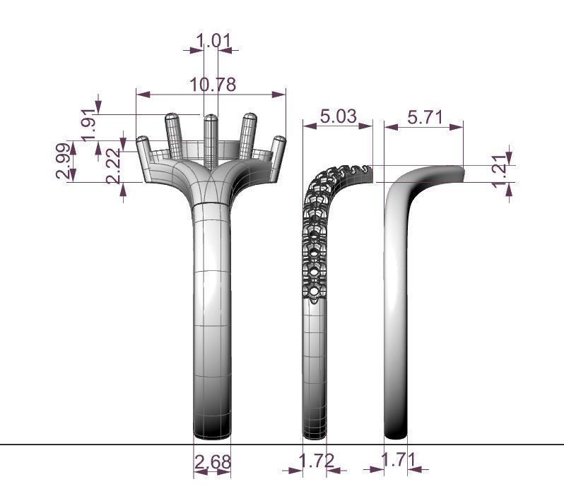 Ring 3 in 1 with gems 07ct 3D print model_11