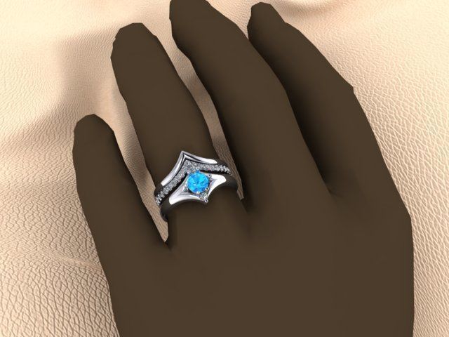 Ring 3 in 1 with gems 07ct 3D print model_3