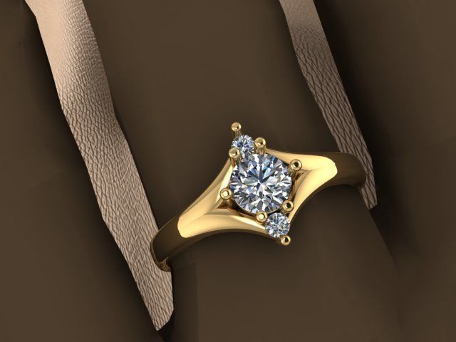 Ring 3 in 1 with gems 07ct 3D print model_9