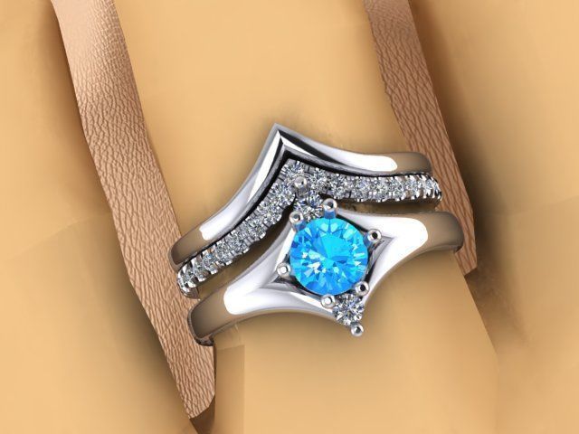 Ring 3 in 1 with gems 07ct 3D print model_7
