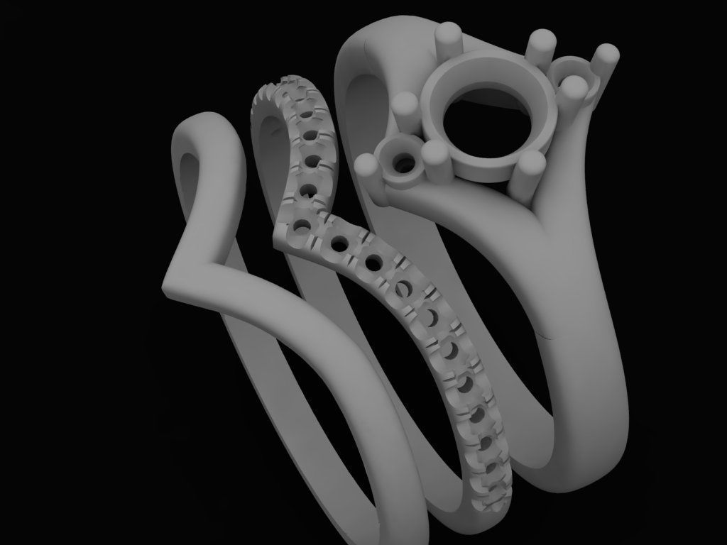 Ring 3 in 1 with gems 07ct 3D print model_5