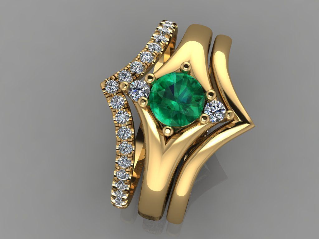 Ring 3 in 1 with gems 07ct 3D print model_4