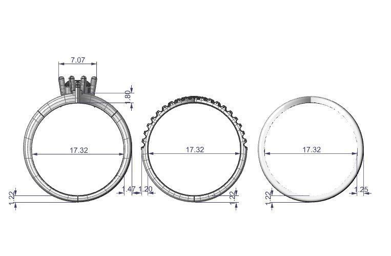 Ring 3 in 1 with gems 07ct 3D print model_10