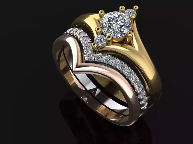 Ring  3 in 1 with gems 07ct