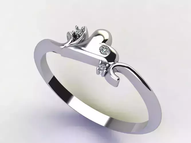 Ring heart gracefull 1 and 2gems