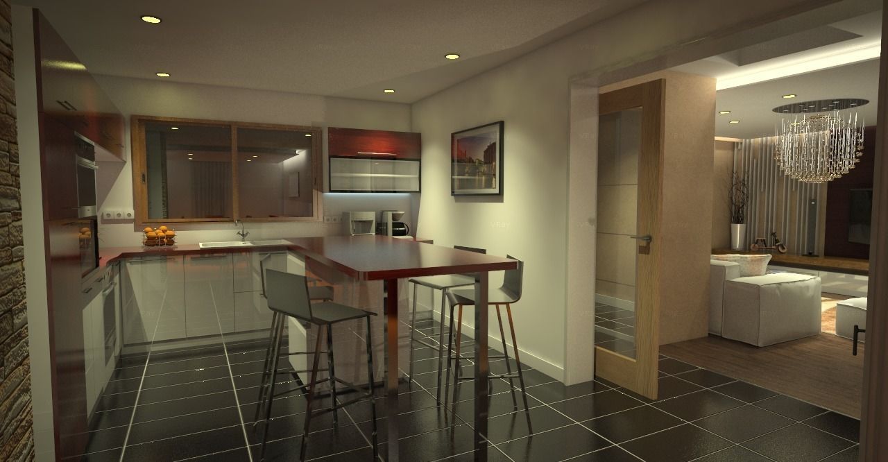 kitchen and dining area 3D model_0