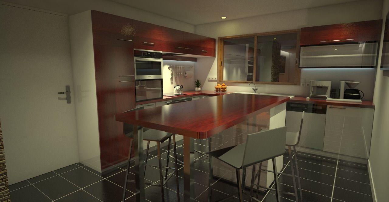kitchen and dining area 3D model_1