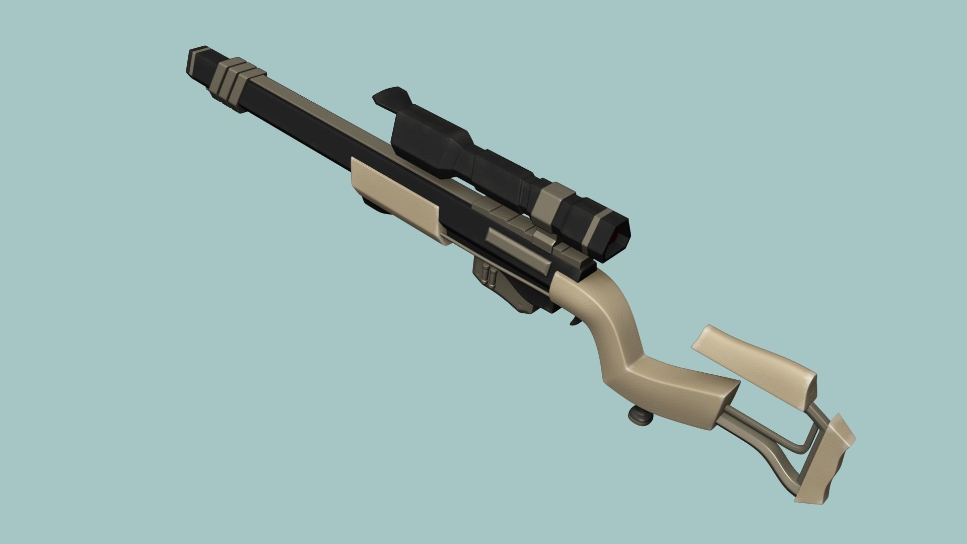 Sci-Fi Sniper Rifle 02 - Golden Luxury Gun Low-poly 3D model_5