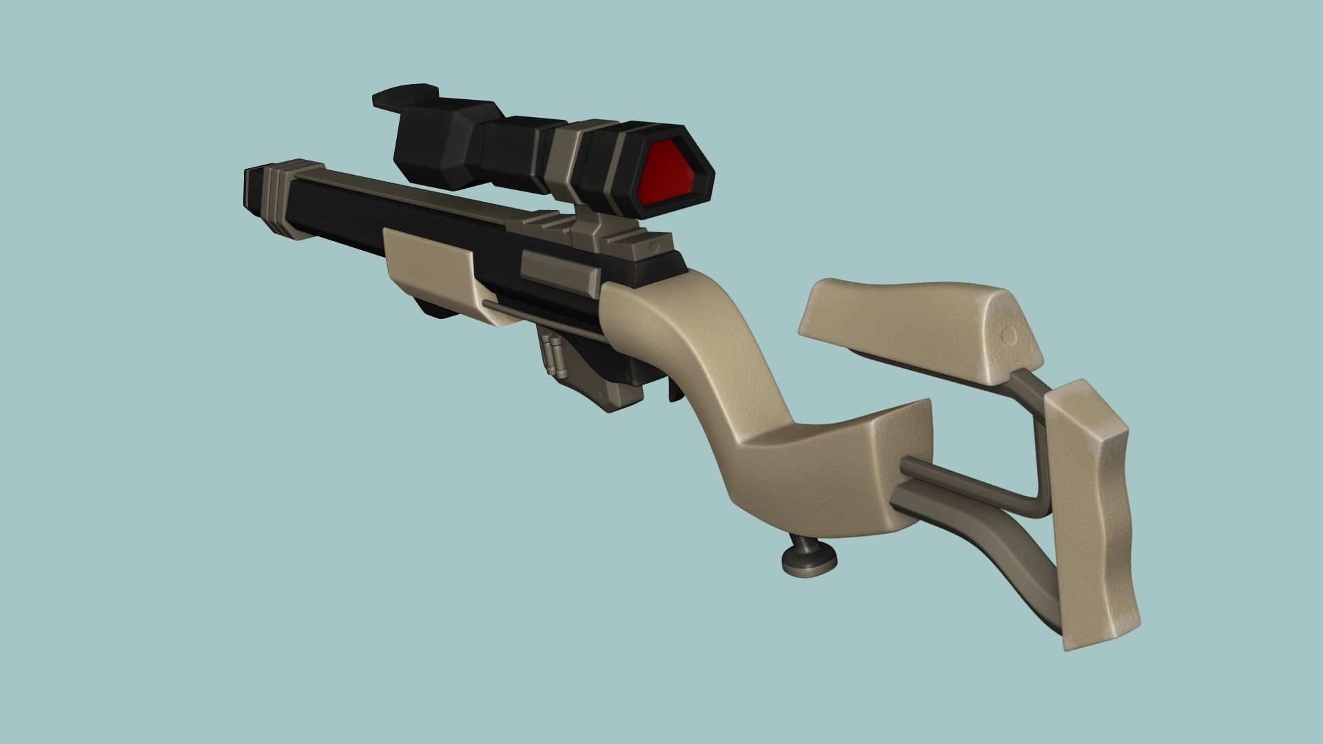 Sci-Fi Sniper Rifle 02 - Golden Luxury Gun Low-poly 3D model_4