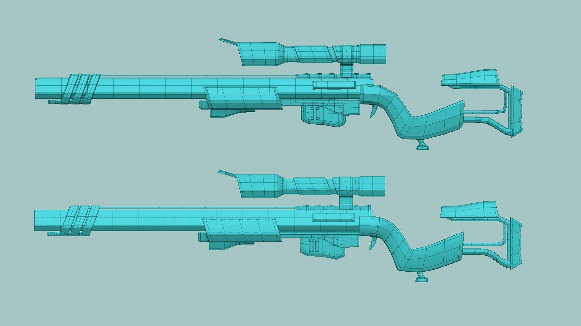 Sci-Fi Sniper Rifle 02 - Golden Luxury Gun Low-poly 3D model_14