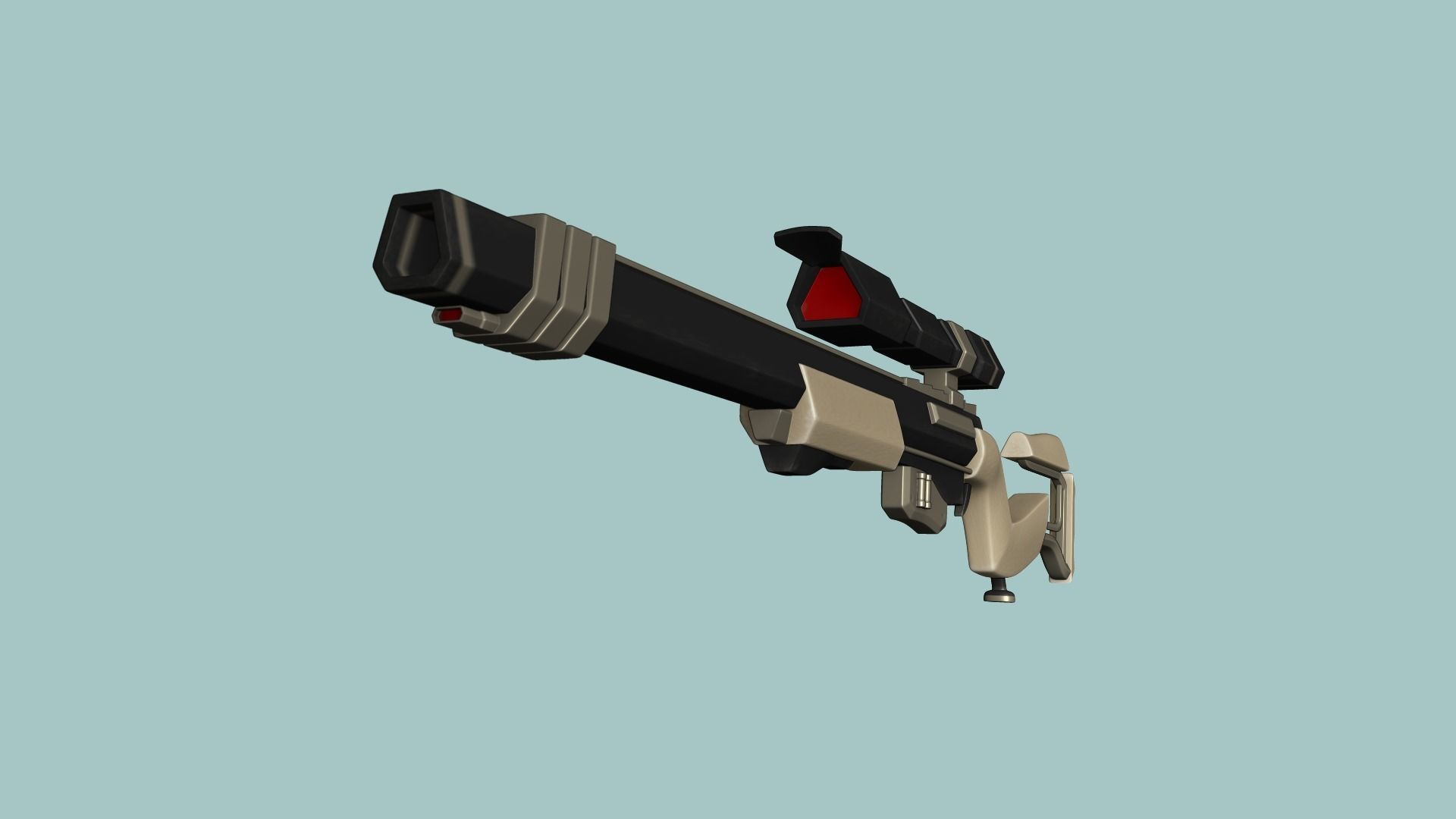 Sci-Fi Sniper Rifle 02 - Golden Luxury Gun Low-poly 3D model_3