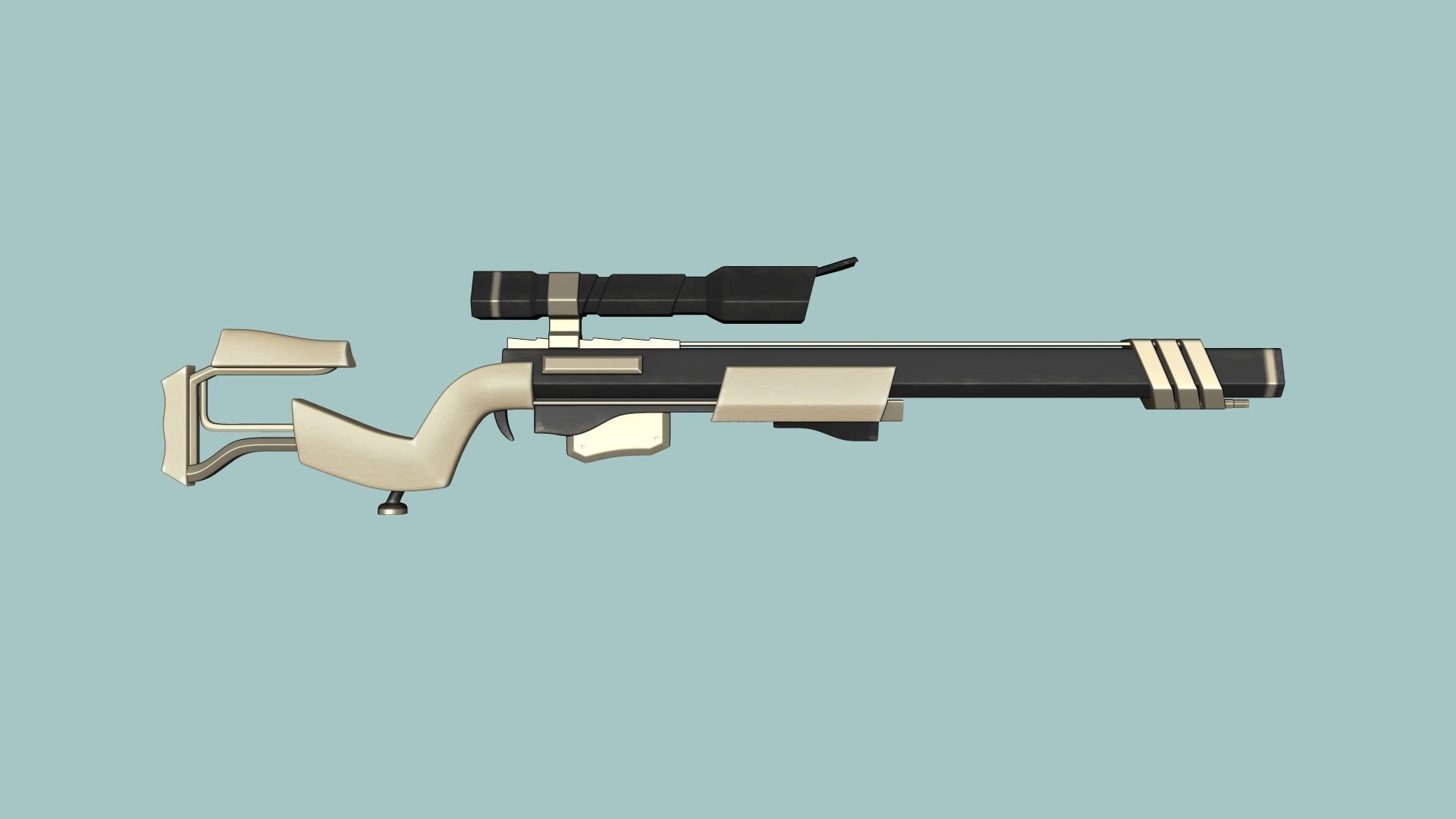 Sci-Fi Sniper Rifle 02 - Golden Luxury Gun Low-poly 3D model_2