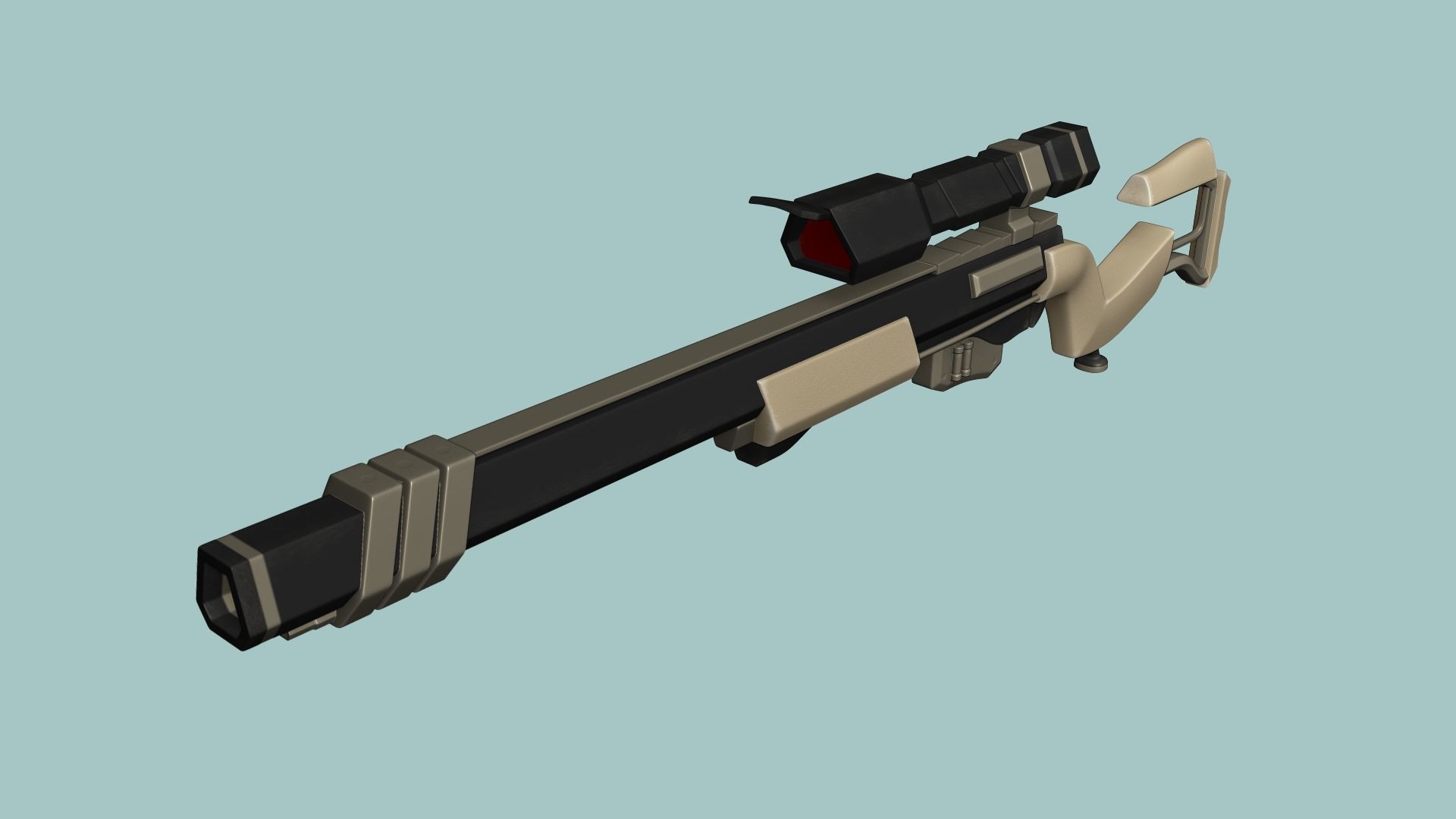 Sci-Fi Sniper Rifle 02 - Golden Luxury Gun Low-poly 3D model_8