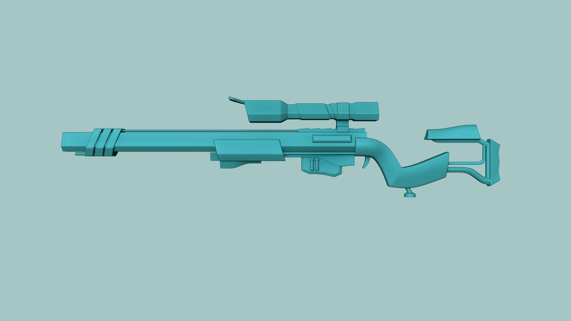 Sci-Fi Sniper Rifle 02 - Golden Luxury Gun Low-poly 3D model_1