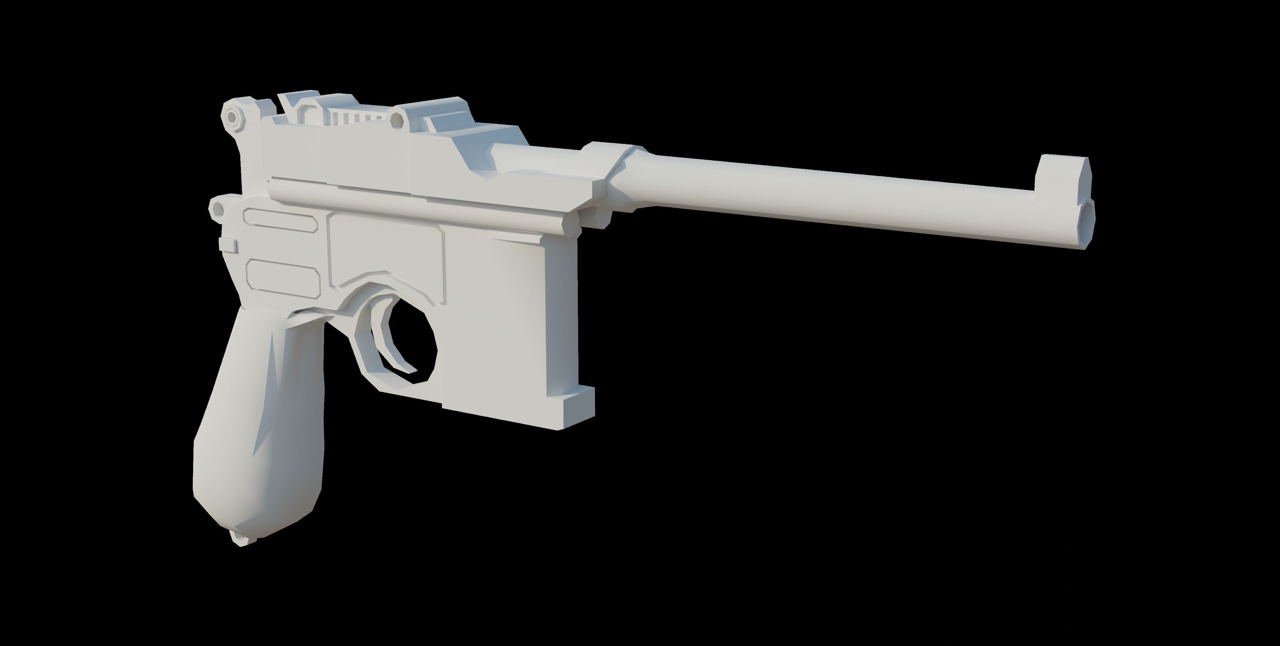 Mauser C96 Low-poly 3D model_2