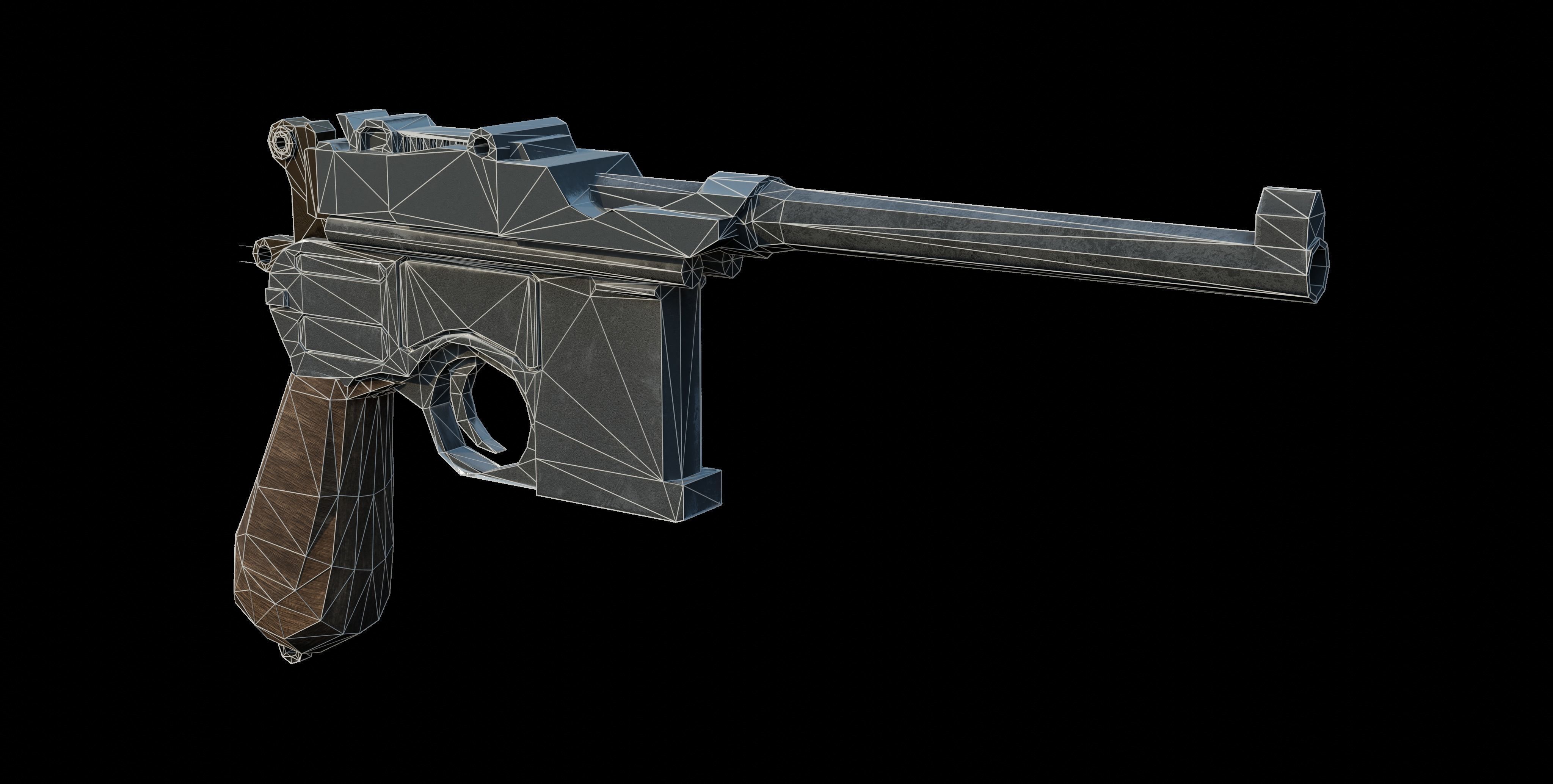 Mauser C96 Low-poly 3D model_1