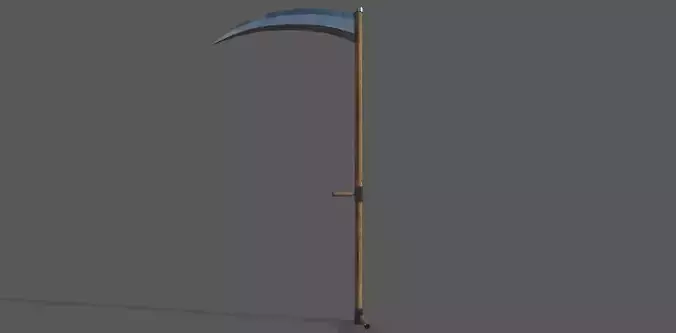 Scythe Low-poly 3D model wooden pole